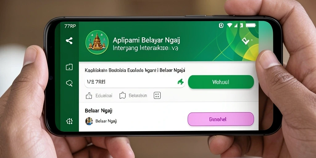 Tampilan antarmuka aplikasi Belajar Ngaji yang menyenangkan dan interaktif.