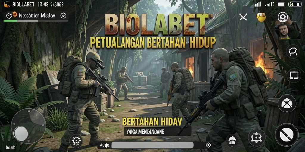Tampilan antarmuka BIOLABET yang menegangkan dan menyeluruh untuk pengalaman bertahan hidup.