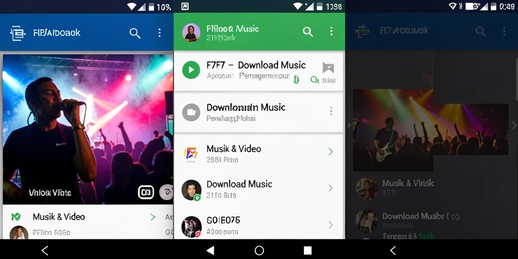 Screenshot F7F7 menampilkan antarmuka aplikasi Download Musik yang intuitif.