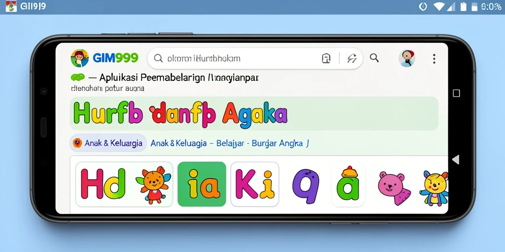 Antarmuka GIM999 yang interaktif dan ramah anak untuk belajar huruf dan angka.