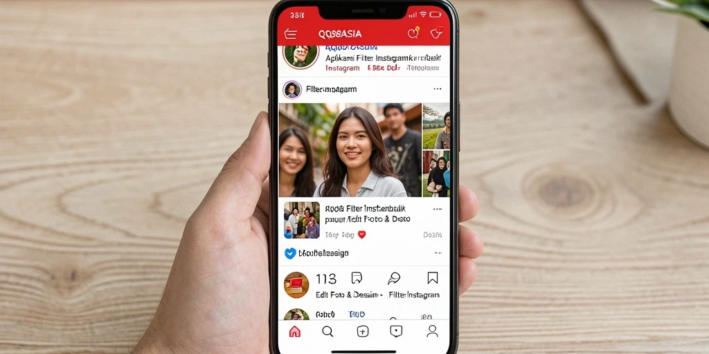 Screenshot tampilan antarmuka QQ88ASIA dengan filter Instagram yang keren.