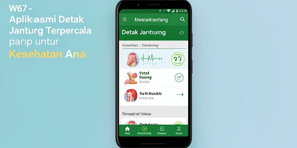 Tampilan antarmuka aplikasi Detak Jantung W67 yang intuitif dan informatif.
